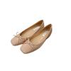Altura Interior Calzado de Mujer Lazo Punta Cuadrada Planas Zapatos de Ballet Ropa Exterior de Mujer Dulce Versátil Generoso Boca Baja Zapatos de una Sola Capa