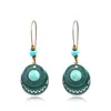 Venta Caliente Transfronteriza Moda Estilo Étnico Pendientes Redondos de Aleación para Mujer Ganchos Grandes Creativos Fabricantes de Joyería para Orejas Turquesa Venta al por Mayor
