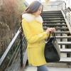 Leche de papaya otoño e invierno nuevo abrigo de mujer estilo coreano doble botonadura puños engrosado cálido de lana con cuello de piel moda