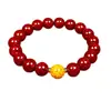 Pulseira de Cinábrio Crua com Areia de Cristal Translúcido e Minério de Ouro Real, Pulseira Unissex, Presente de Joia para Ano Zodiacal Venda por Atacado