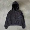Moletom com Zíper Dark Star Patch Letra Bordada Europeu e Americano 2025 Unissex Capuz Gótico Streetwear