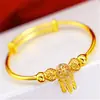 Estilo Étnico Atrapasueños Red Vietnam Nansha Pulsera Dorada Celebridad de Internet Moda Atrapasueños Simple Bola Hueca Pulsera de Empuje y Tracción