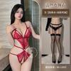 Luoqing Lencería Sexy de Encaje Caliente de Tres Puntos Sexy Body de Una Pieza Lencería Tentación con Corte Abierto Sin Quitarse Uniforme Pijama