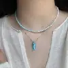 Diario Haijie Menta Fresca Verde Pescado Zircón Collar Cadena de Clavícula Superpuesta Nicho Coreano Collar