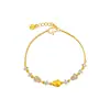 Pulsera de Calabaza Chapada en Oro Cepillado Estilo Chino con Pedrería para Mujer, Nueva Pulsera de Calabaza Dorada Arena de Lujo Ligero Estilo Chino