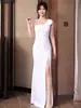 Vestido de Discoteca, Sexy Elegante, Un Hombro Sin Mangas de Banquete, Baño de Pies, Masaje de Pies, Ropa de Trabajo de Técnico de Salud, Falda Larga con Abertura para KTV