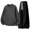 [M-8XL] Nueva sudadera pesada para hombre talla grande 2026, cuello redondo estilo americano, capa base de otoño