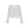Cárdigan de Lino de Bambú con Borde de Encaje Combinado con Falda de Tirantes, Chaqueta de Punto, Chal Protector Solar de Manga Larga, Camisa de Aire Acondicionado, Chaqueta Fina