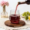 Copa de vino de plástico rayada de 12 onzas, vaso de whisky de plástico transparente desechable, copa de vino de plástico reutilizable