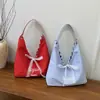 Bolsa de Ombro Listrada Dupla Face Verão Nova Bonita Estampada Letra Lona Bolsa Grande Capacidade Simples Letra Bolsa para o Dia a Dia