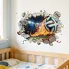 Pegatinas de Fútbol Rompe-Muros Transfronterizos Pegatinas de Pared 3D para Decoración de Habitación de Niños Pegatinas de Baloncesto Rompe-Muros Decoración de Pared