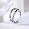 Anillo doble sin costura de aleación de titanio F136 pendientes de circonita anillo para la nariz anillo para el cartílago de la oreja joyería popular para piercing corporal en Europa y Estados Unidos