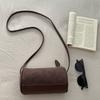 Bolsa de Couro Camurça Texturizada para Cartucho de Caneta Transfronteiriça Retrô Camurça Ombro Único Transversal Cilindro Bolsa Feminina Design de Nicho Fosca Casual
