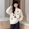 Suéter Feminino Transfronteiriço 2026 Outono Profundo Novo Estilo Roupas de Outono/Inverno Infantis Roupa Íntima Tricô Jaqueta para Crianças Médias e Grandes Tendência