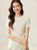 Suéter de Cachemira para Mujer con Trenzado Completo Cuello Redondo Manga Corta Pulóver Otoño Invierno Casual Versátil Punto Simple Capa Base