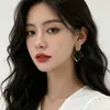 Pendientes Grandes Cuadrados Negros de Moda para Mujer, Diseño de Nicho, Lujo Ligero Retro, Pendientes Metálicos, Accesorios para Orejas de Lentejuelas Geométricas