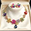 Set de Collar y Aretes Zi Yu Estilo Europeo y Americano para Mujer Joyería Transfronteriza Aleación de Diamantes de Imitación Novia Bodas Decoraciones Flores Estilo Retro