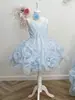Vestido de princesa com alça estilo francês para meninas 2026 novo modelo doce e fofo para festa de aniversário de um ano vestido de tule infantil