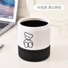Urso desktop lixeira pode alta aparência casa novo tamanho pequeno push-down mesa com tampa escritório mini bonito