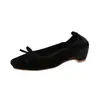 Zapatos de ballet estilo francés, con moño delicado, punta cuadrada para mujer, con aumento interno de altura, suela mecedora, corte bajo, suela suave, zapatos de hada estilo coreano