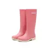 Botas de Chuva Lisas Japonesas e Coreanas Cross-Border 2025 para Mulheres, Botas de Água de Cano Alto com Solado Grosso, Botas de Chuva Longas para Dias Chuvosos, Sapatos de Borracha PVC Forrados com Lã