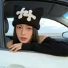Gorro de Punto Cruz con Bloques de Color Blanco y Negro, Estilo Coreano Nuevo, Moderno, Sencillo, Sensación de Lujo, Gorro Turbante