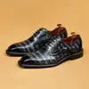 2026 Novos Sapatos Oxford de Couro de Crocodilo de Alta Qualidade para Homens Couro de Vaca Camada Superior Cor Polida à Mão Estilo Britânico Formal de Negócios Sapatos de Couro