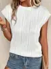 Nova camiseta redonda de manga curta com textura, estilo europeu e americano, roupas femininas para e-commerce transfronteiriço, 2025