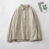 Foto Real de la Nueva Chaqueta de Sarga Otoño 2024 para Mujer con Solapa Casual Versátil Holgada Aspecto Adelgazante Chaqueta Camisa de Manga Larga
