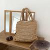 Hanfeng Ins Verano Bolso Tejido de Paja Francés Cuerda de Algodón Bolso Tejido a Mano Bolso de Red de Pesca Hueco Bolso de Playa