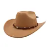 Sombrero de Copa de Lana Occidental Transfronterizo para Hombres y Mujeres, Sombrero de Copa de una Sola Línea, Sombrero Jazz, Sombrero de Vaquero, Sombrero de Copa de Ala Ancha Yzd132