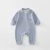 Mameluco para bebé para primavera y otoño, traje de gateo de manga larga, pijama romper cálido de seda y cachemira antibacteriana para bebé 7A