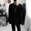 Camiseta de manga larga para hombre de estilo coreano, cuello medio alto, de algodón puro de peso pesado, corte holgado, versátil, moderna y casual