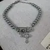 Pulsera Brazalete Collar con Broche Cruzado de Zirconia Incrustada con Perlas Estilo Dulce, Cadena de Cuello Única Versátil de Alta Gama, Exquisita