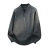 2026 Novo Moletom de Tricô Falso Duas Peças Primavera Outono para Homens e Mulheres Estilo Coreano Gola Henley Patchwork Top Fashionável Versátil