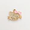 Estilo Europeo y Americano Gato Accesorios DIY Colgante de Lazo Goteo de Aceite Con Incrustaciones de Diamantes Pulsera Hello Kitty Aleación Accesorios Pequeños
