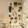 Estante para Suculentas de Plantas Verdes Madera Maciza Tablero Perforado Balcón Entrada Estante de Almacenamiento Soporte para Flores Interior Sala de Estar Repisa de Ventana Montado en Pared Plantas en Maceta