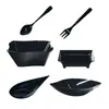 Conjunto de Talheres Mousse Cup Descartável Preto Ps Mini Multi-Estilo Copo de Sobremesa Prato de Aperitivo Tigela de Sobremesa e Prato