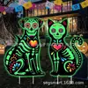 Placa de Jardim Popular Transfronteiriça Gato Preto de Halloween com Olhos Brilhantes, Decoração de Gramado de Jardim ao Ar Livre