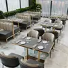 Mobiliario de Restaurante Mesa de Comedor de Pizarra Personalizada para Restaurante Occidental Sofá de Cabina Semicircular de Acero Inoxidable Combinación Mesas y Sillas Comerciales para Restaurante