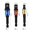 Conjunto de 3 Peças de Conectores de Bola de Aço Niquelado com Anel Colorido, Adaptador de Broca Elétrica, Parafusadeira Elétrica para Chave Inglesa Elétrica
