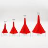 Conjunto de 4 peças de funil de plástico vermelho de tamanho pequeno funil doméstico portátil simples funil de óleo