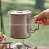 Taza Tetera de Titanio Puro para Camping al Aire Libre con Asa Plegable Taza para Beber de Camping Venta al por Mayor Almacenamiento Taza de Titanio