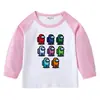 2023 Nuevo Transfronterizo Primavera y Otoño Camiseta Infantil Cuello Redondo Dibujos Animados Manga Larga Top Camiseta Base Niños y Niñas Bebé Algodón Camiseta