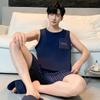 Pijama de Verano para Hombre Algodón Camiseta sin Mangas Shorts Traje Casual Simple Verano Oversize Holgado Ropa de Exterior Ropa para el Hogar