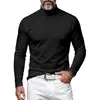 Roupas masculinas da Amazon transfronteiriças em estoque outono e inverno de 2026 cor sólida manga longa moda camiseta básica masculina justa gola alta