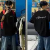 Camiseta Oversized de Manga Curta Estilo High Street Americano para Homens, Tendência de Verão Solta 100% Algodão Estilo Jovem Cool Camiseta Básica