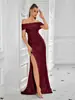 Vestido de noche de comercio exterior transfronterizo con lentejuelas, sin hombros, corte ajustado, abertura alta, cola de pez, vestido largo para banquetes y reuniones anuales