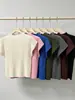 Suéter Simple de Manga Corta para Mujer con Cuello Medio-Alto para Principios de Otoño Estilo Básico Simple Color Sólido Versátil Simple Top Tipo Camiseta Miyake Adelgazante