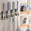 Potente Soporte de Mopa con Succión al Vacío para Inodoro Balcón Estante de Almacenamiento en Pared Clip para Escoba y Mopa Montado en la Pared del Baño